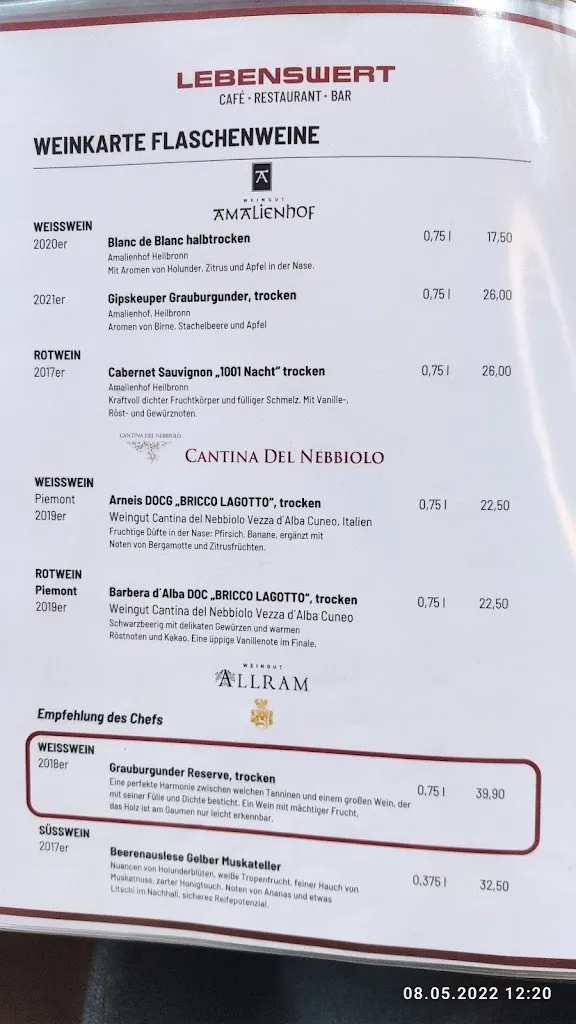 Menu_Restaurant Lebenswert - Aschaffenburg_Aschaffenburg_image_1