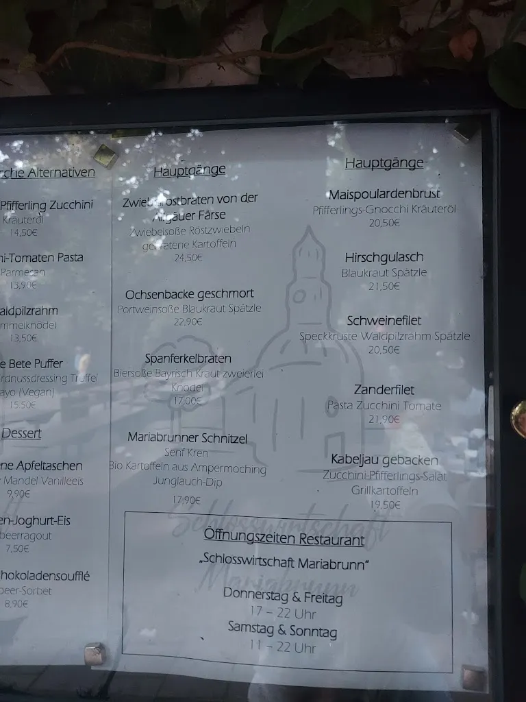 Menu_Schlosswirtschaft Mariabrunn - Restaurant und Biergarten_Röhrmoos_immagine_1