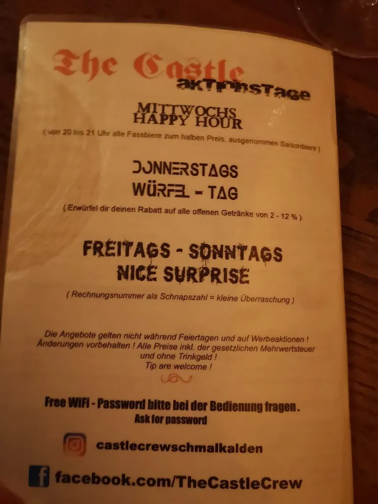 Menu_Gaststätte The Castle_Schmalkalden_image_2