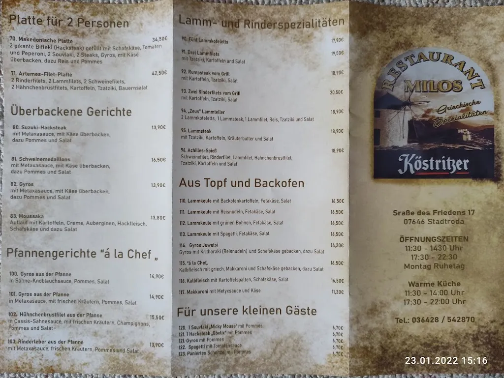 Menu_Griechisches Restaurant Milos bei Faustus_Stadtroda_image_2