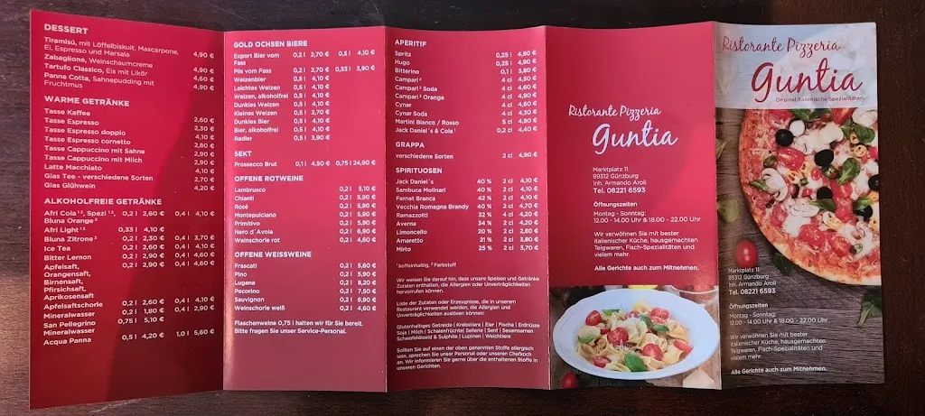 Menu_Ristorante Pizzeria Guntia da Armando_Günzburg_immagine_2