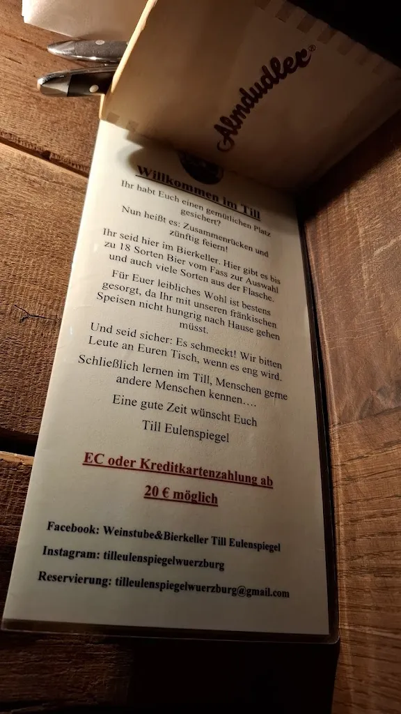 Menu_Weinstube und Bierkeller Till Eulenspiegel_Würzburg_immagine_4