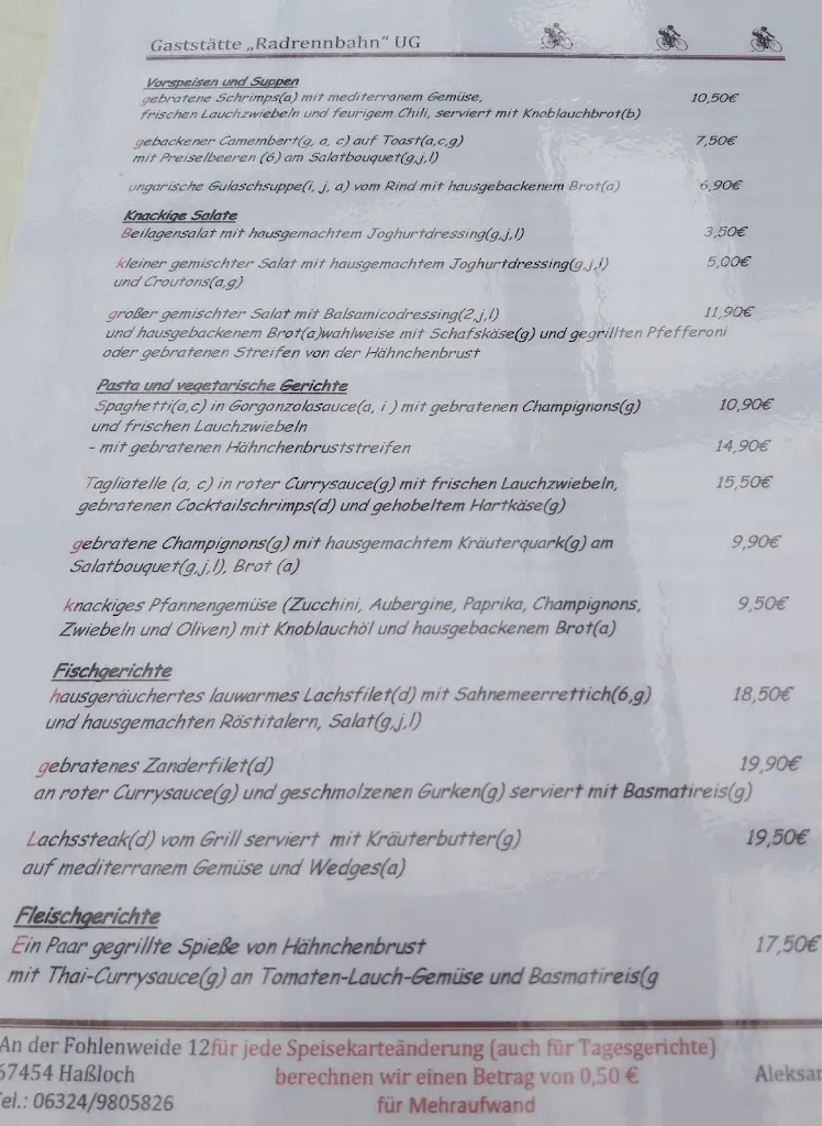 Menu_Restaurant an der Radrennbahn_Haßloch_immagine_2