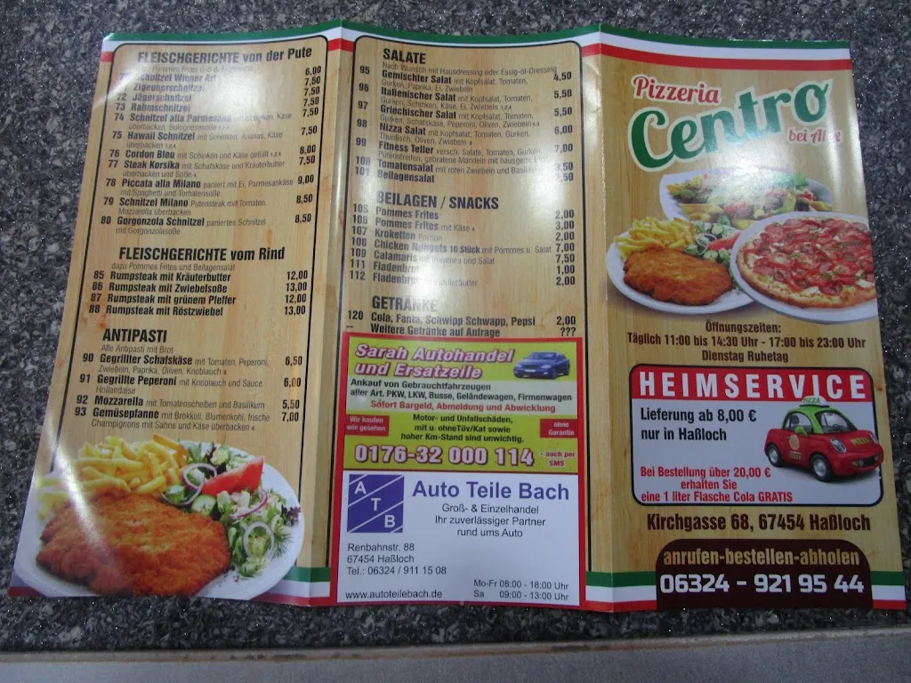 Menu_Pizzeria Centro bei Alex mit Heimservice_Haßloch_immagine_1