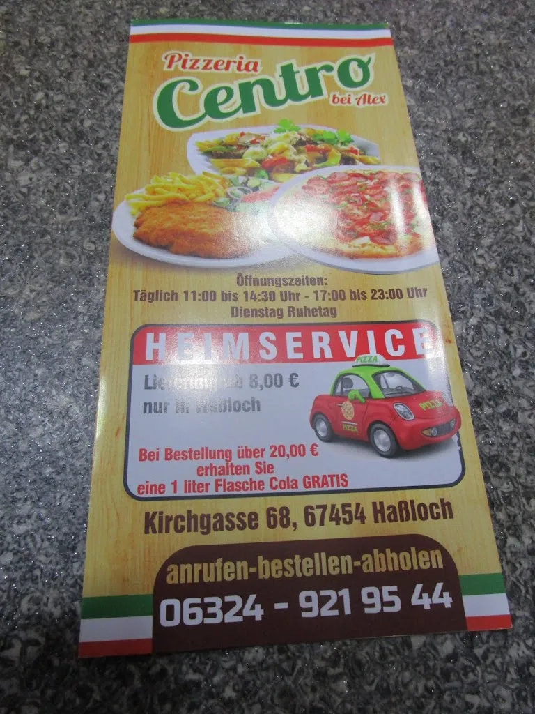 Menu_Pizzeria Centro bei Alex mit Heimservice_Haßloch_immagine_3