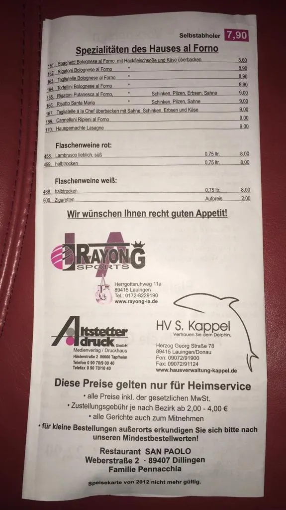 Menu_Pizzeria San Paolo_Donau_image_1