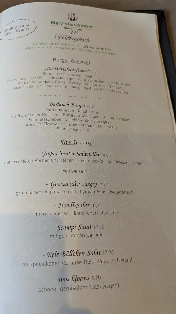 Menu_Mary‘s EssZimmer_Hausham_immagine_1