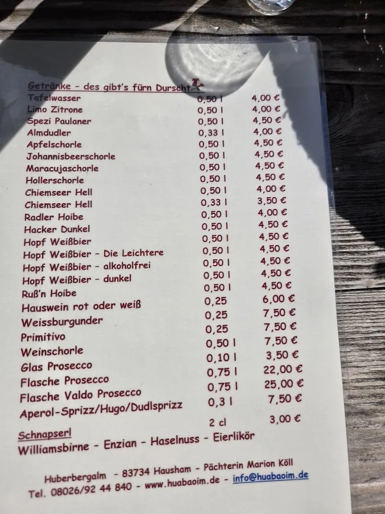 Menu_Huabaoim Huberalm Café Almwirtschaft_Hausham_image_1