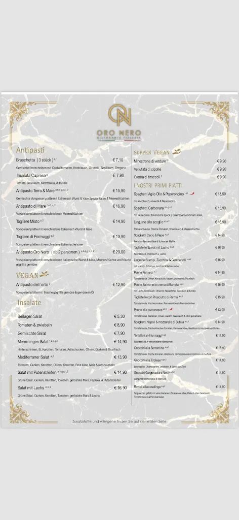 Menu_ORO NERO - Ristorante Pizzeria_Memmingen_image_1