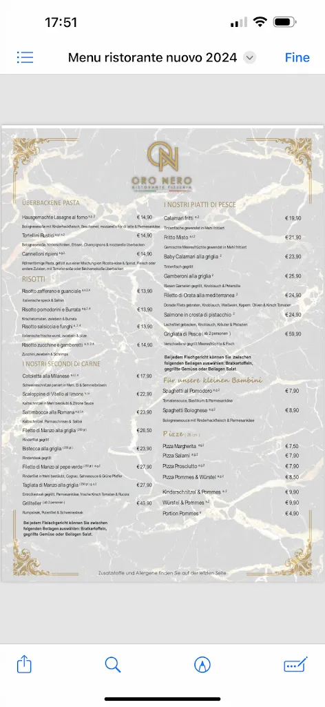 Menu_ORO NERO - Ristorante Pizzeria_Memmingen_image_2