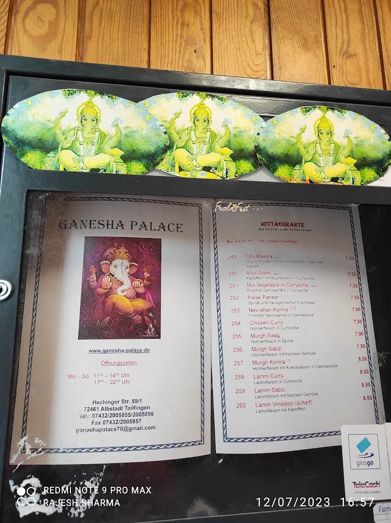 Menu_Restaurant Ganesha Palace, Original Indische Spezialitäten_Albstadt_immagine_3