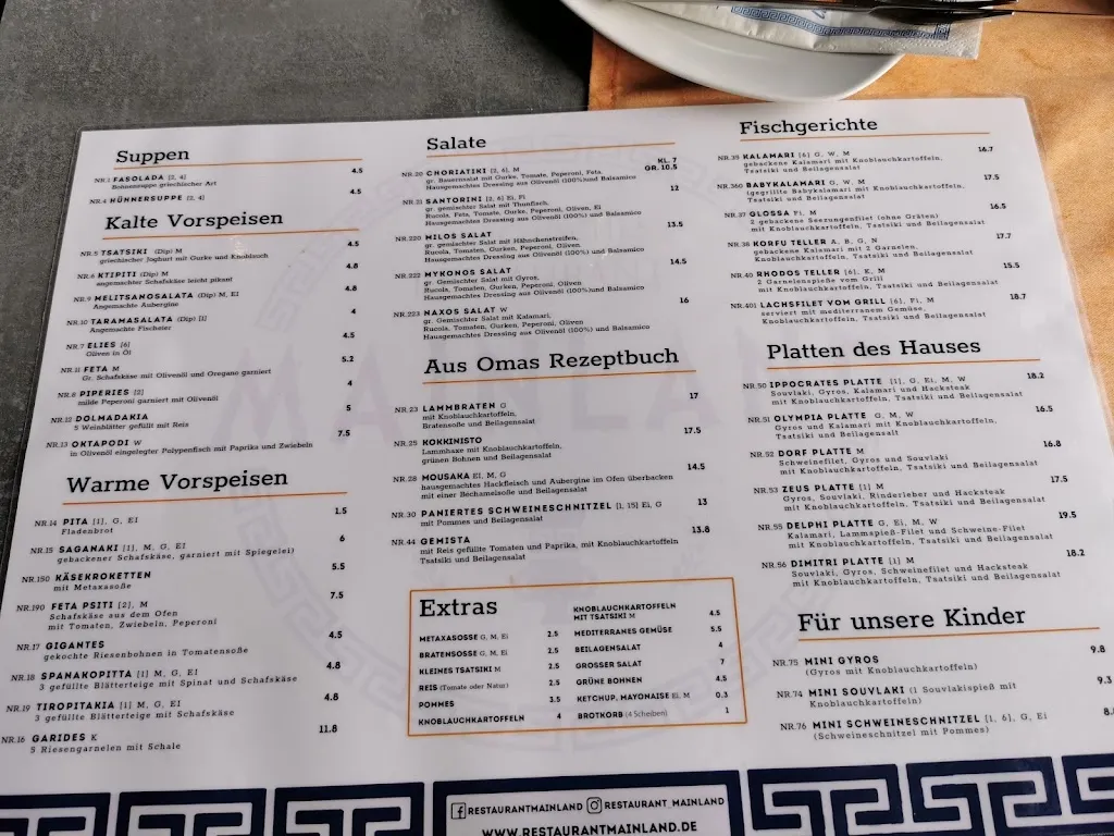 Menu_Griechisches Restaurant Mainland_Höchberg_immagine_1