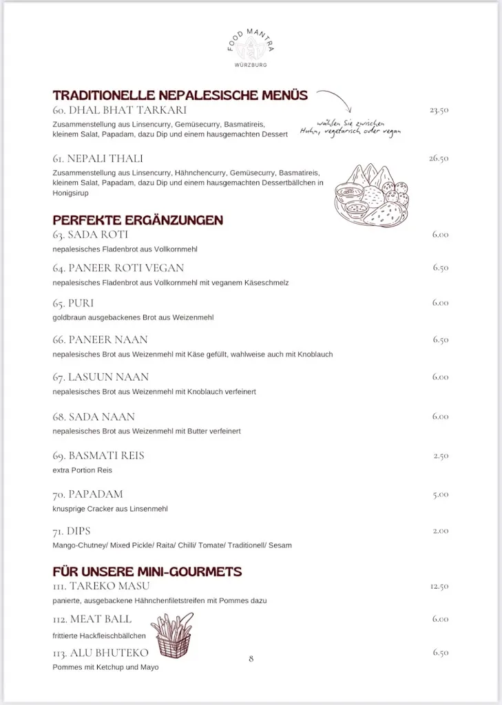 Menu_Food Mantra Nepali-Tibetan Cuisine Restaurant_Würzburg_immagine_1
