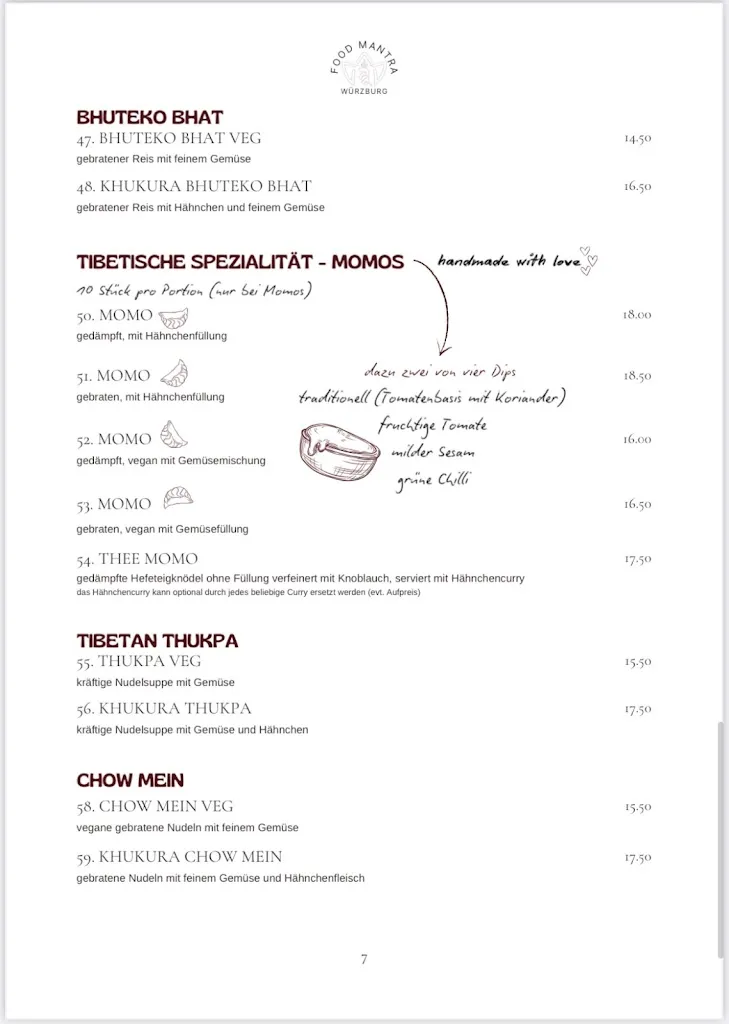 Menu_Food Mantra Nepali-Tibetan Cuisine Restaurant_Würzburg_immagine_2