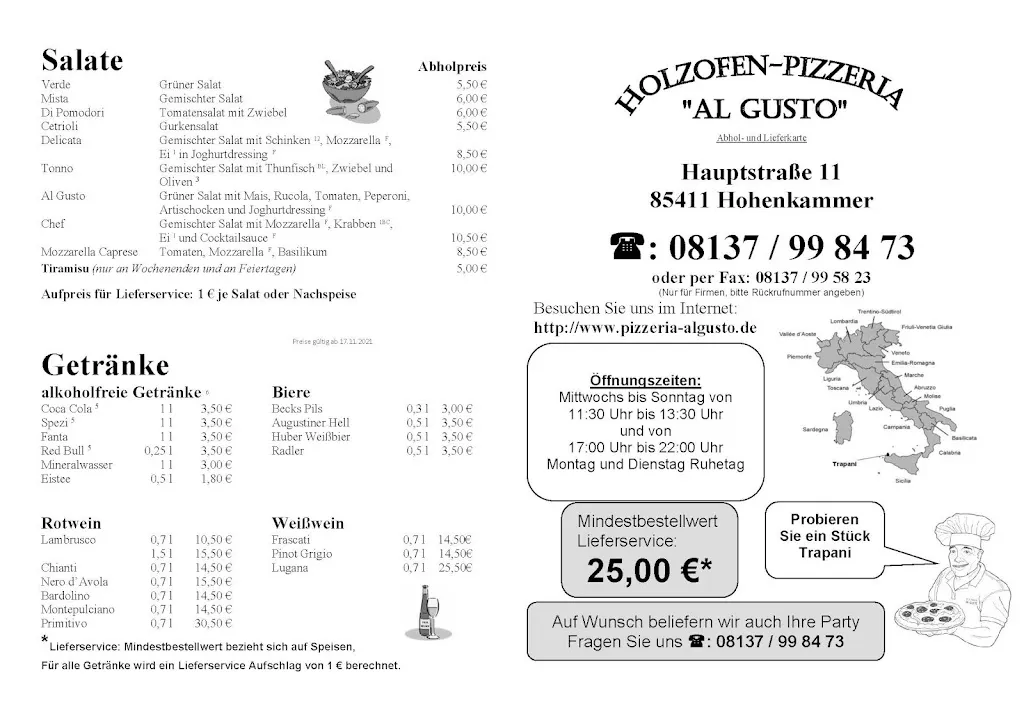 Menu_Holzofenpizzeria AL GUSTO_Hohenkammer_image_1