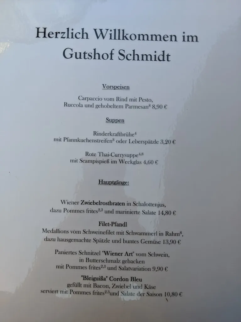 Menu_Gutshof-Restaurant Schmidt_Hohenwarth_immagine_1