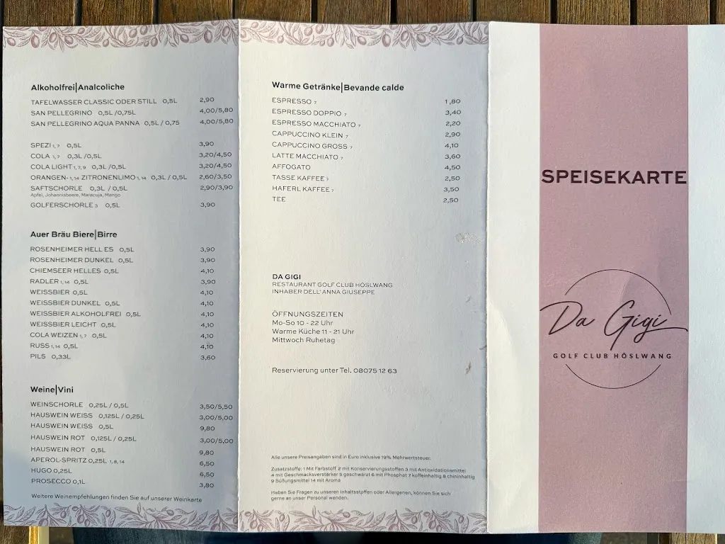 Menu_Restaurant Da Gigi Golf Club Höslwang_Höslwang_immagine_4