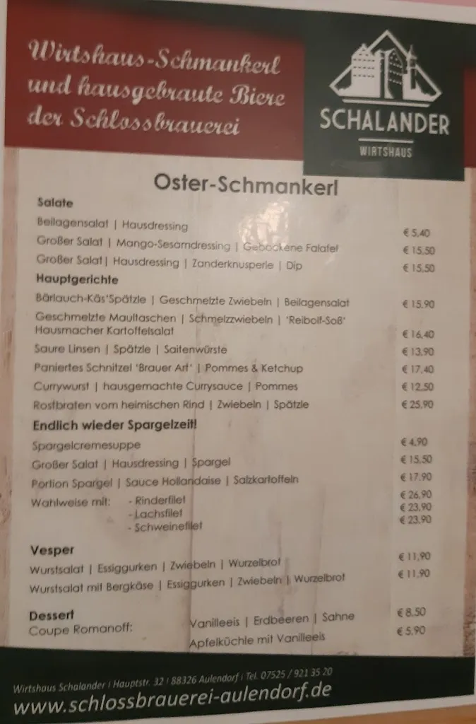 Menu_Schlossbrauerei Aulendorf GmbH_Aulendorf_image_1