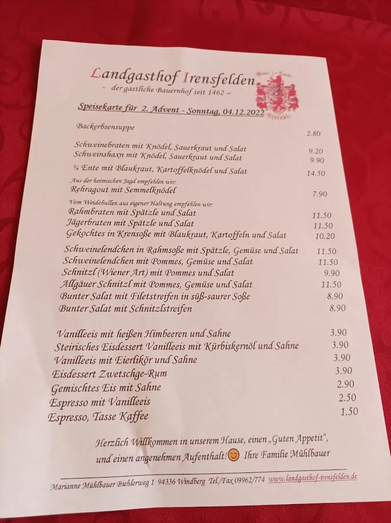 Menu_Marianne Mühlbauer Gasthaus-Pension_Windberg_image_1