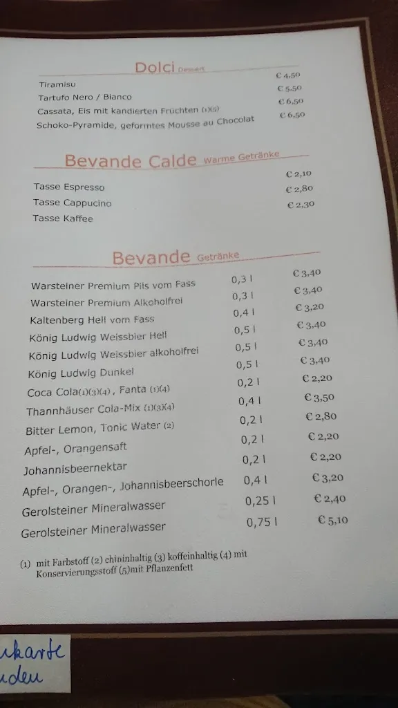 Menu_Restaurant Da Franco_Holzkirchen_immagine_1