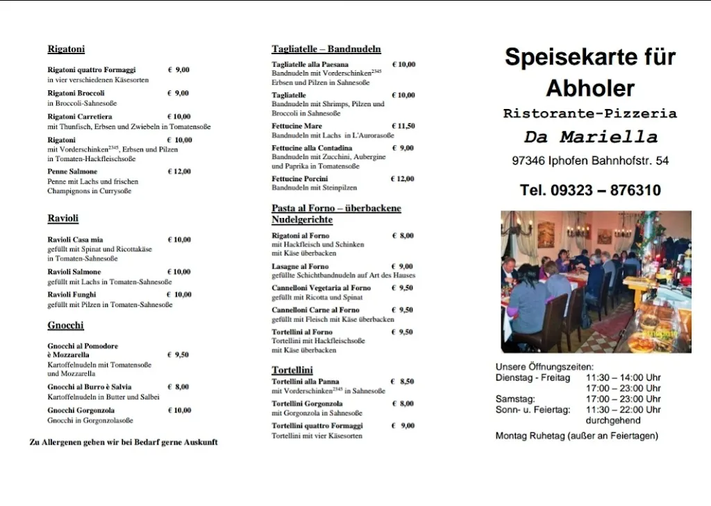 Menu_Pizzeria Ristorante Da Mariella_Iphofen_image_3