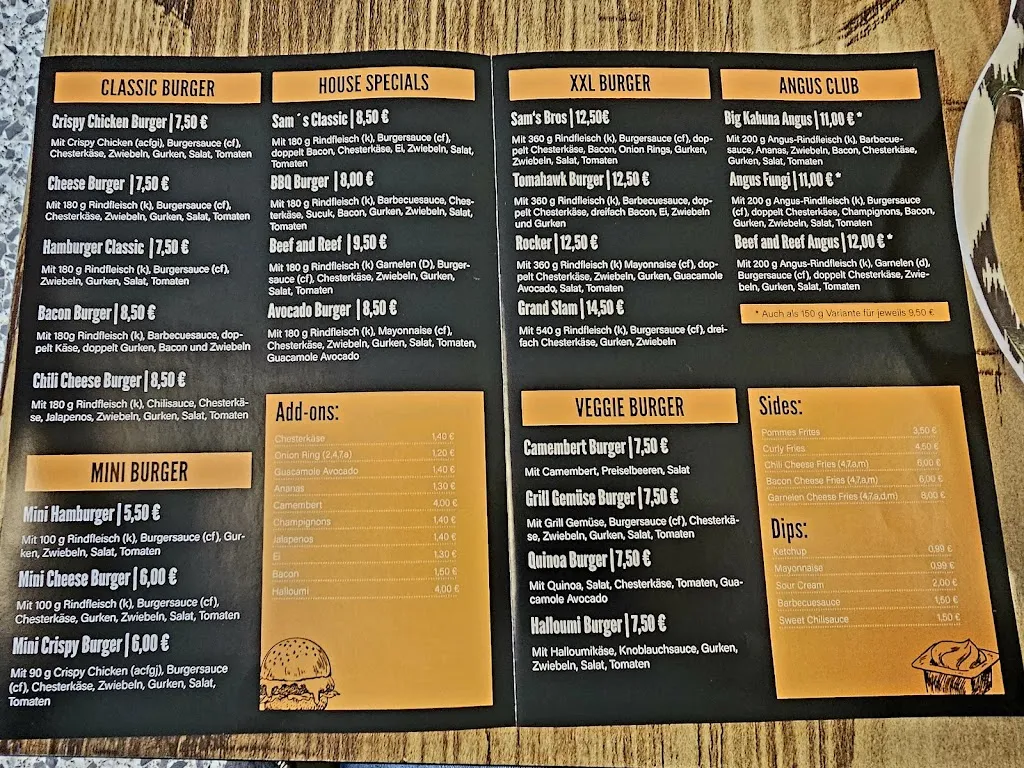 Menu_UNCLE SAM'S Burger_Tirschenreuth_image_1