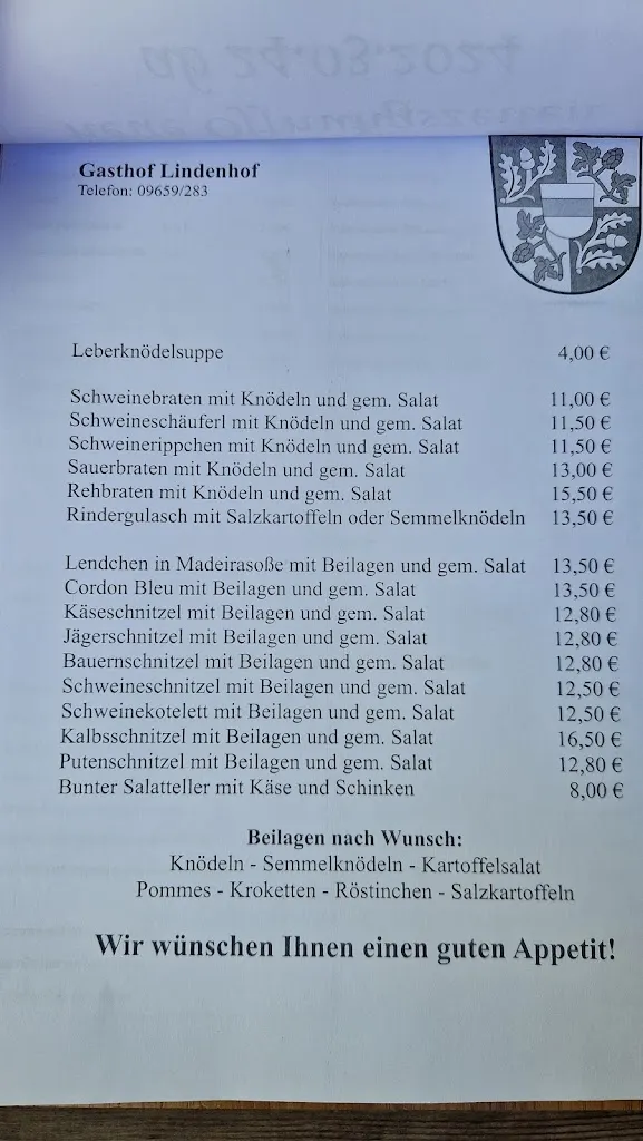 Menu_Gaststätte Lindenhof_Leuchtenberg_immagine_1