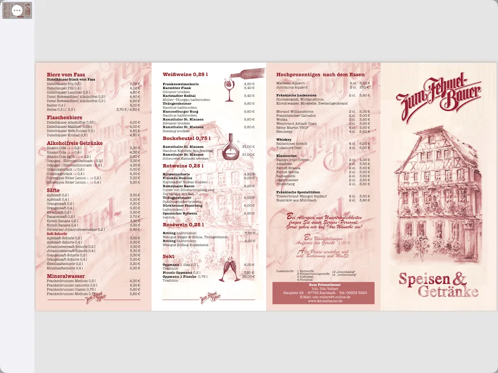 Menu_Zum Fehmelbauer - Udo Vollert_Karlstadt_immagine_1