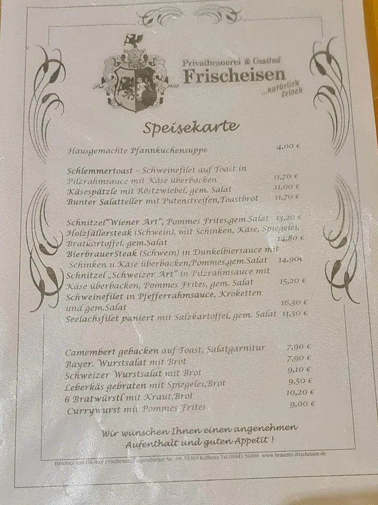 Menu_Brauerei & Gasthof Frischeisen_Kelheim_image_1