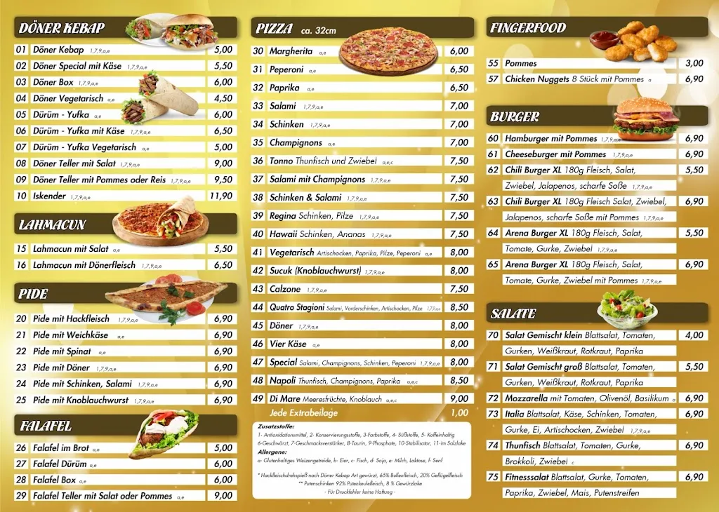 Menu_Arena Gold_Kaufbeuren_immagine_1