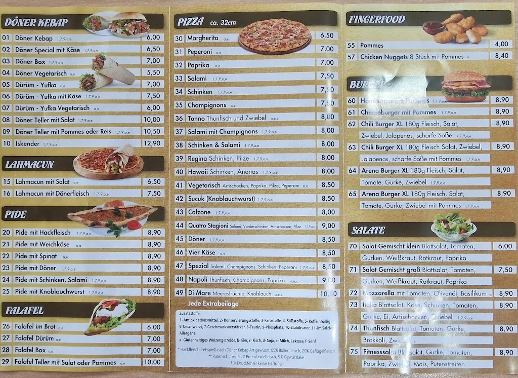 Menu_Arena Gold_Kaufbeuren_immagine_3