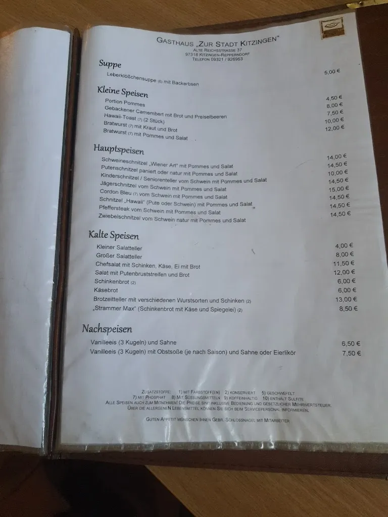 Menu_Gasthaus zur Stadt Kitzingen_Kitzingen_immagine_1