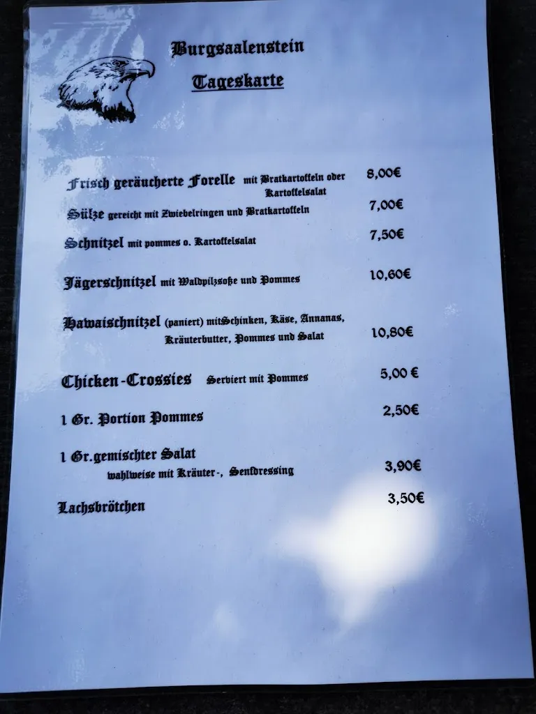 Menu_Ausflugsgaststätte Burg Saalenstein - S. u. E. Hildebrand_Köditz_immagine_1
