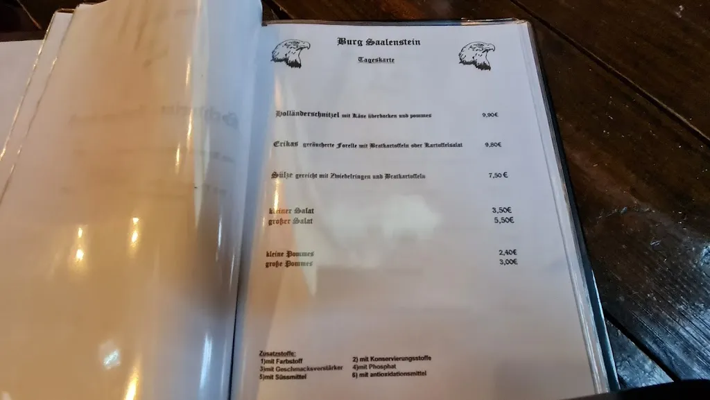Menu_Ausflugsgaststätte Burg Saalenstein - S. u. E. Hildebrand_Köditz_immagine_2