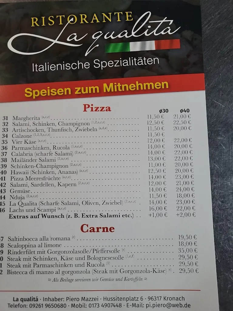 Menu_La qualitá - Pizza & ital. Spezialitäten_Kronach_image_2