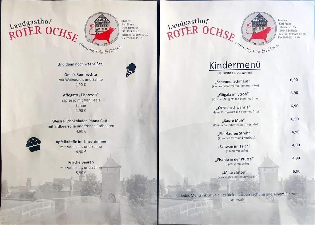 Menu_Landgasthof Roter Ochse Sesslach_Seßlach_immagine_1