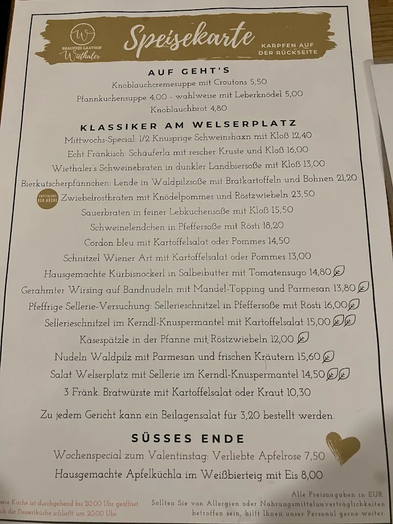 Menu_Brauerei Gasthof Wiethaler_Pegnitz_immagine_1