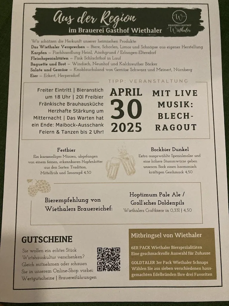 Menu_Brauerei Gasthof Wiethaler_Pegnitz_immagine_3