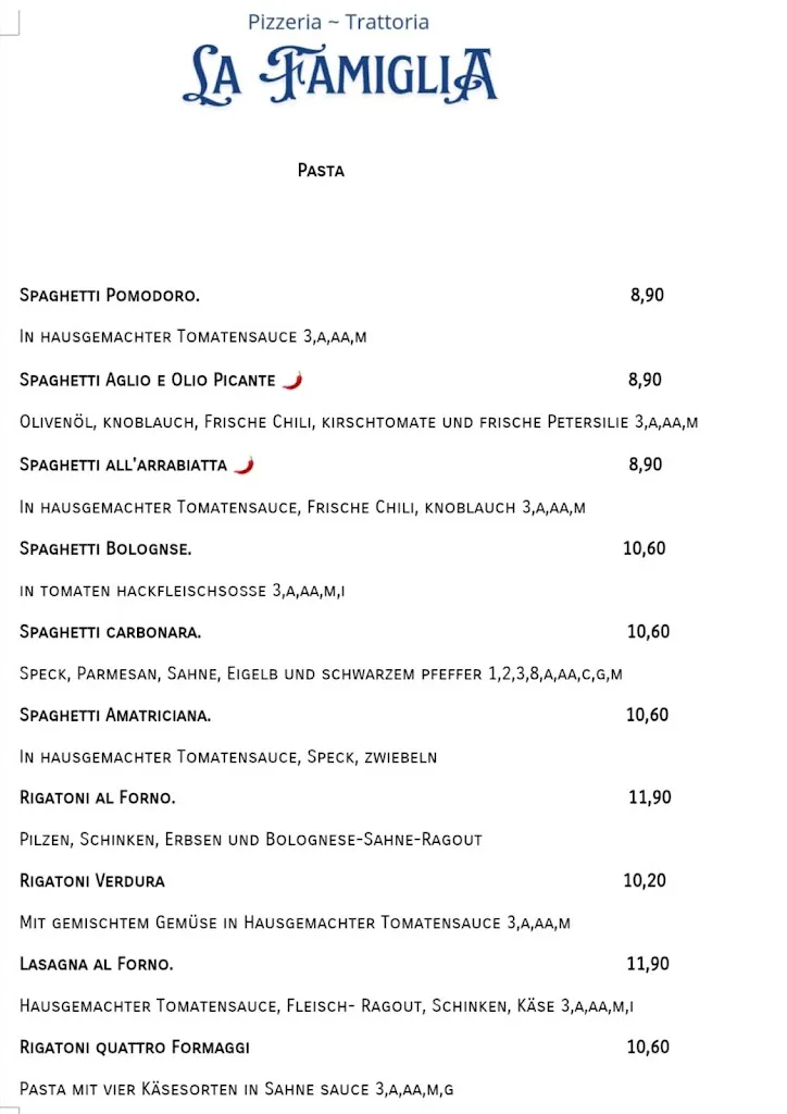 Menu_Restaurant La Famiglia_Mainburg_immagine_1