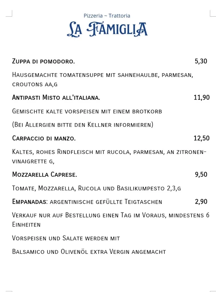 Menu_Restaurant La Famiglia_Mainburg_immagine_4