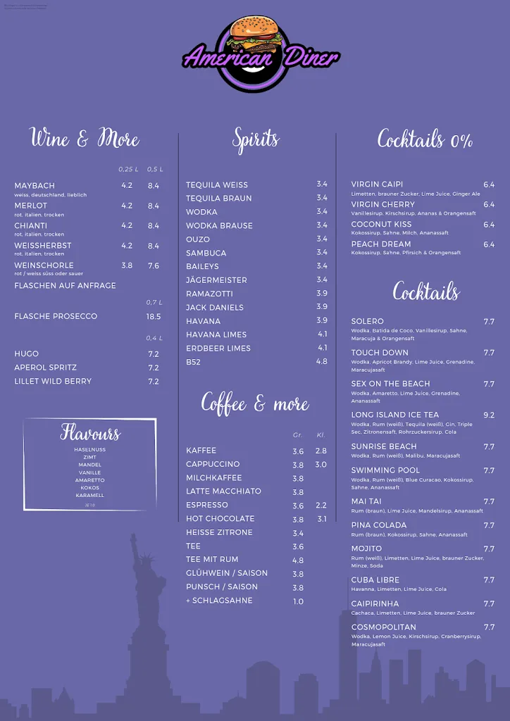 Menu_American Diner Straubing_Straubing_imagen_1
