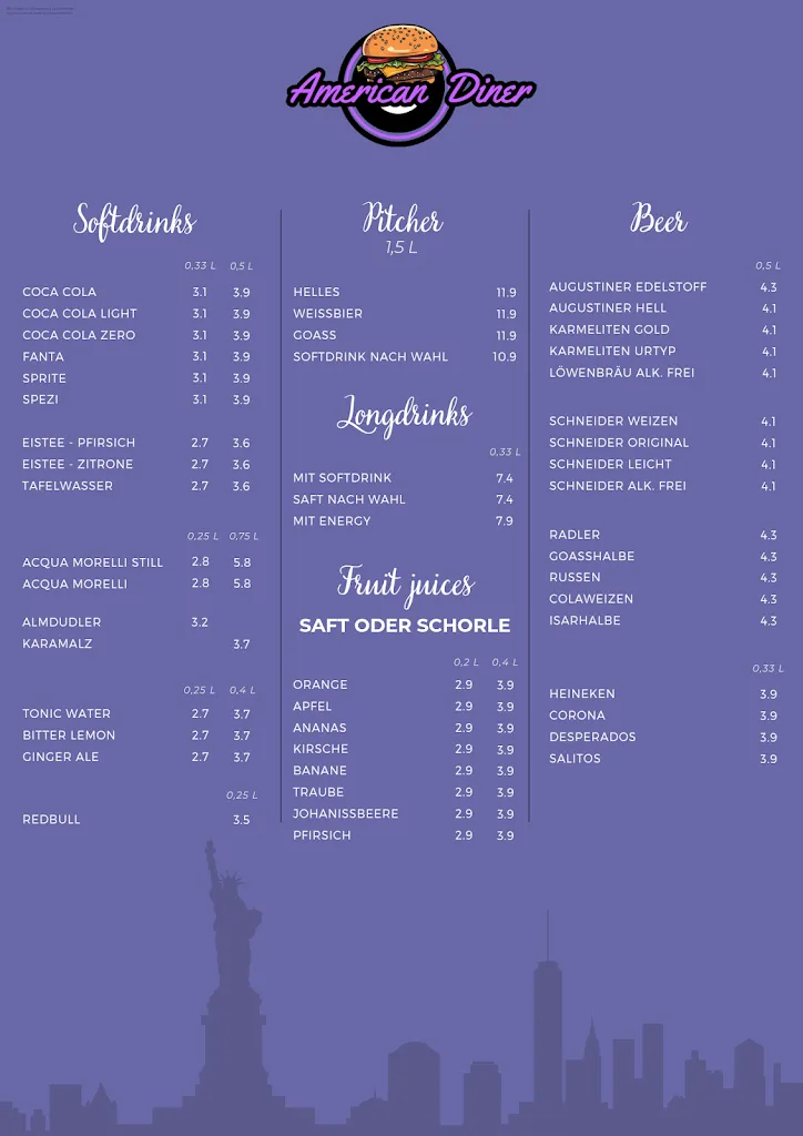 Menu_American Diner Straubing_Straubing_imagen_4