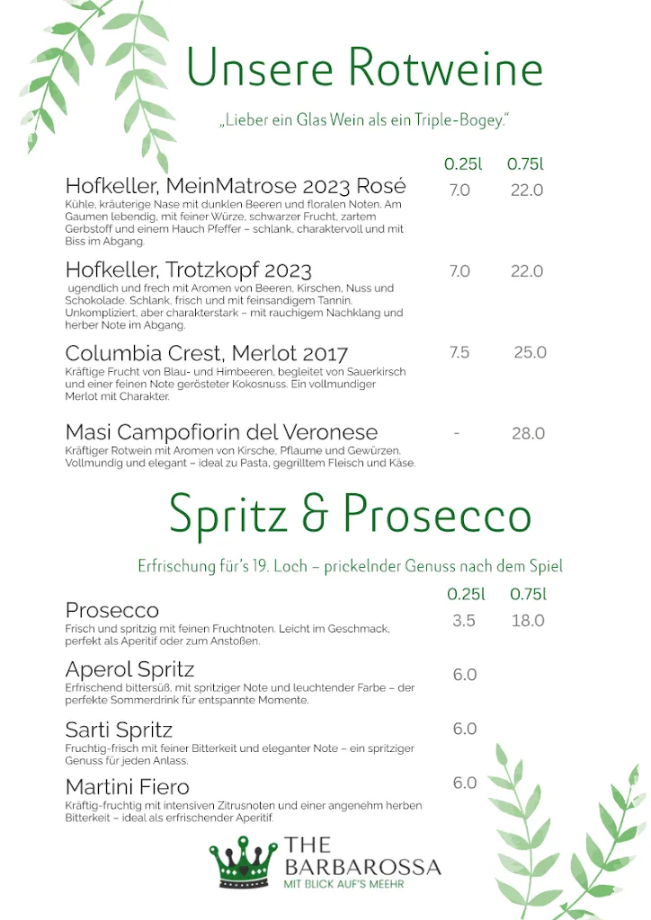 Menu_The Barbarossa - Restaurant auf der Golfanlage Pottenstein_Pottenstein_image_1