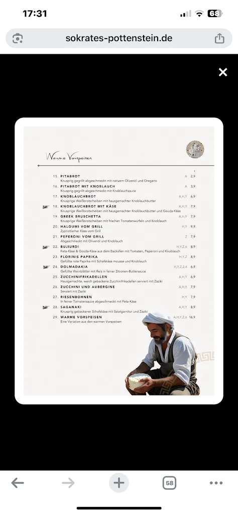 Menu_Restaurant Sokrates Pottenstein_Pottenstein_immagine_2