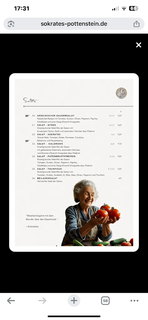 Menu_Restaurant Sokrates Pottenstein_Pottenstein_immagine_3