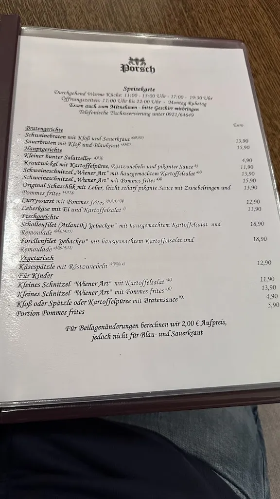 Menu_Gaststätte Porsch_Bayreuth_immagine_2