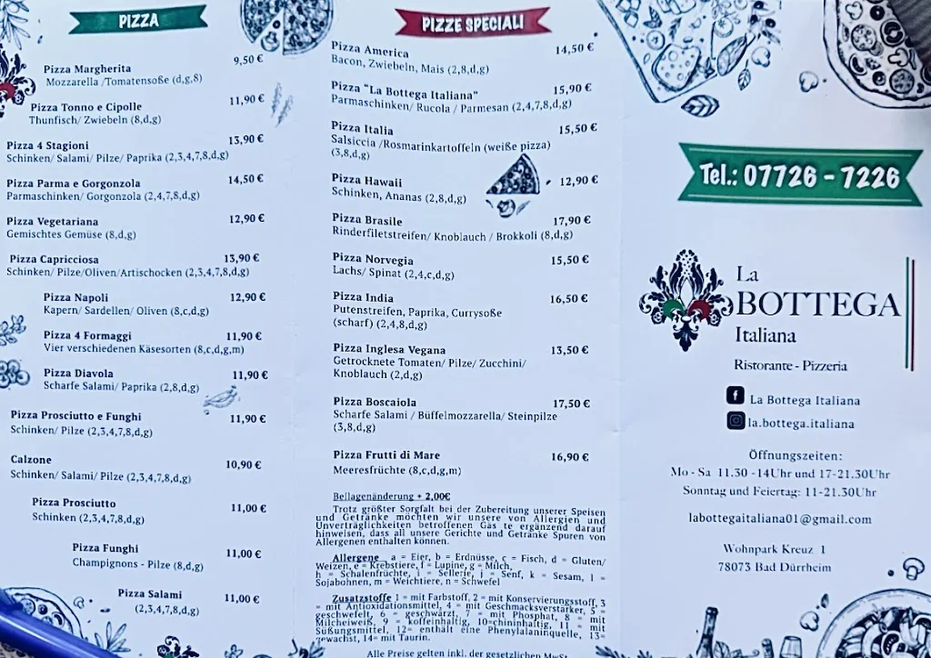 Menu_Ristorante La Bottega Italiana Pizzeria_Dürrheim_image_2