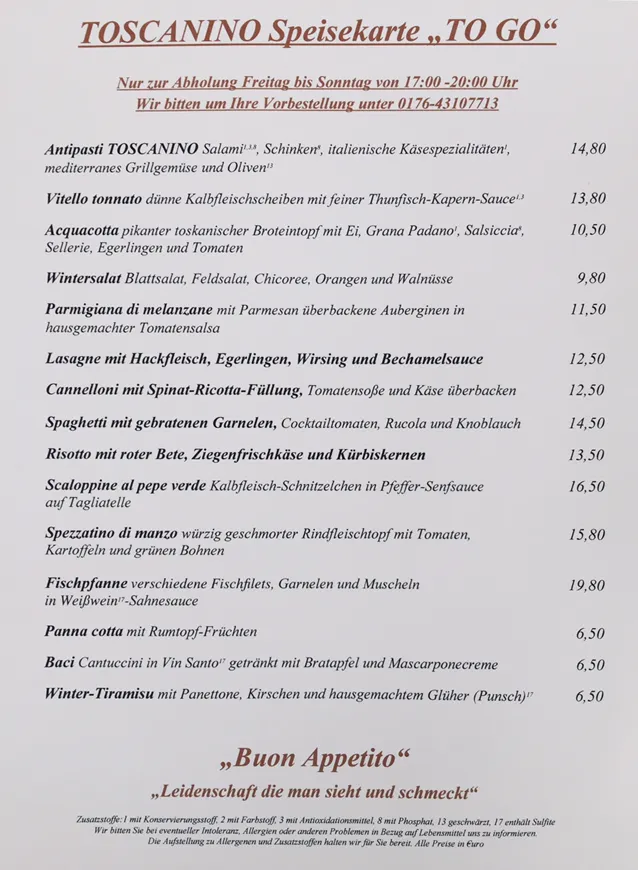 Menu_TOSCANINO Trattoria-Vinothek_Bamberg_imagen_1