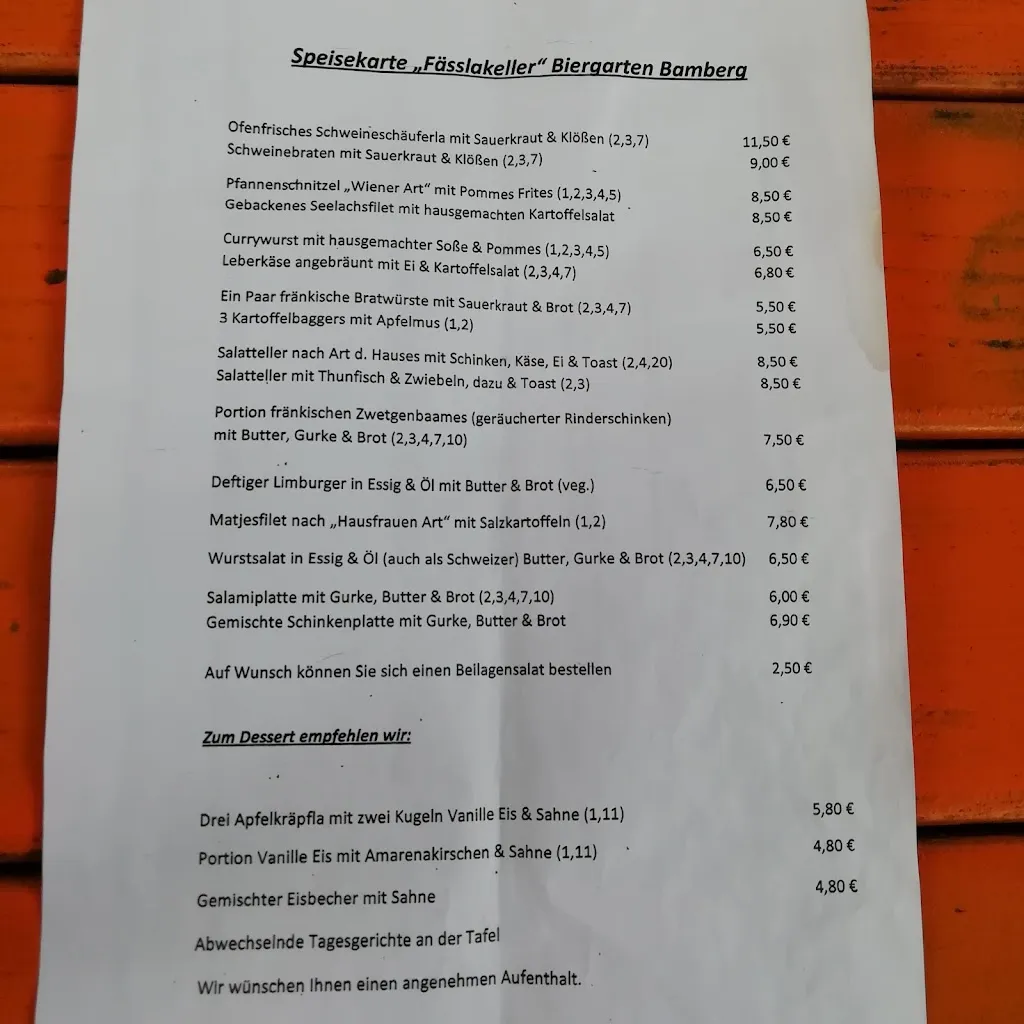 Menu_Fässla Keller Biergarten Bamberg_Bamberg_immagine_2