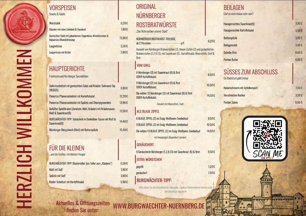 Menu_Restaurant Burgwächter_Nürnberg_immagine_1